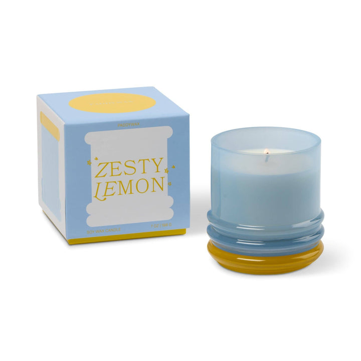 Paddywax Stack Glass Candle Blue - Zesty Lemon