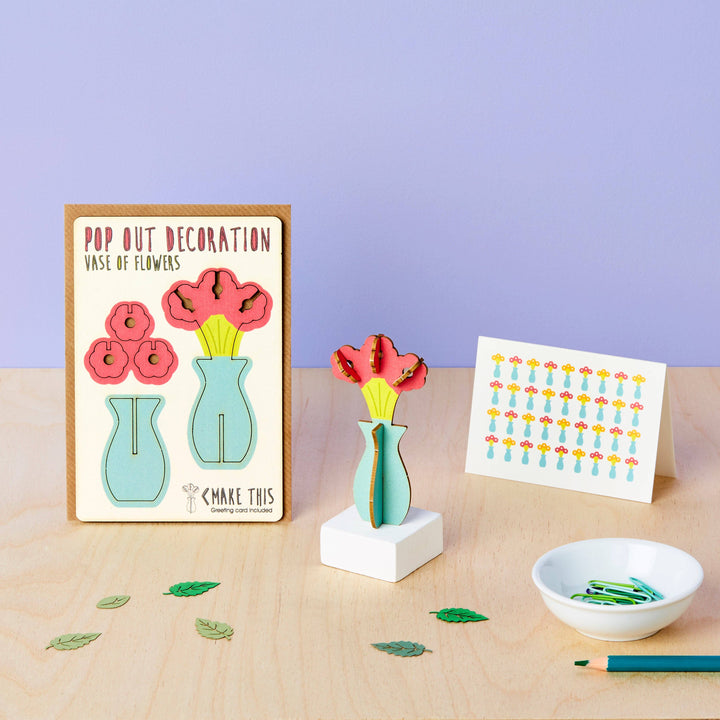 Pop Out Vase of Flowers Greeting Card