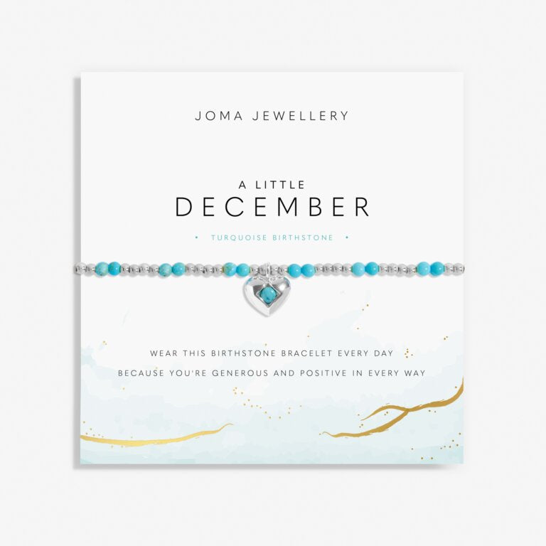 A LITTLE DECEMBER TURQUOISE BIRTHSTONE SILVER PLATED BRACELET