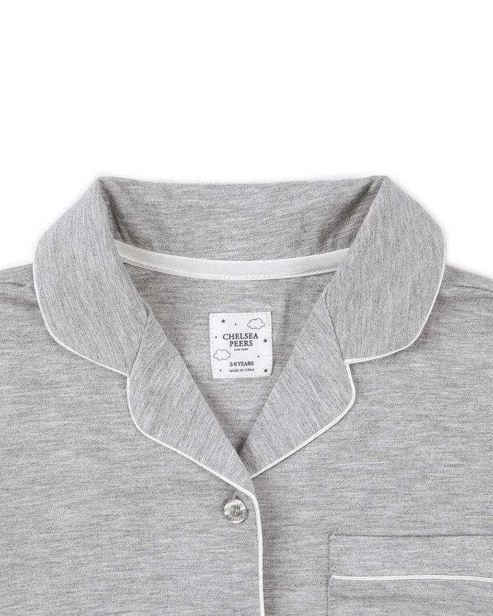 Kids TENCEL™ Modal Long Button Up Pyjama Set - Grey Marl: Grey / 7-8Y