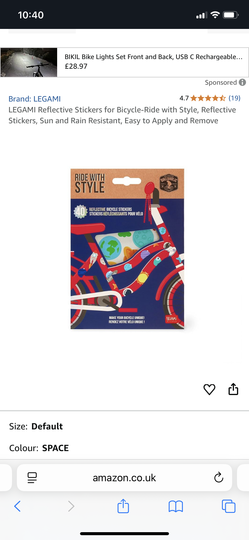 REFLECTIVE BIKE STICKERS- SPACE