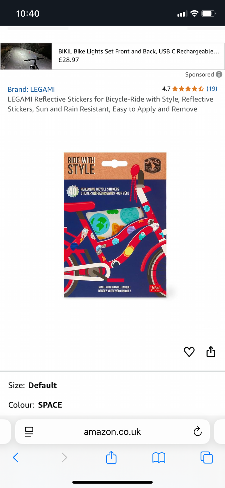 REFLECTIVE BIKE STICKERS- SPACE