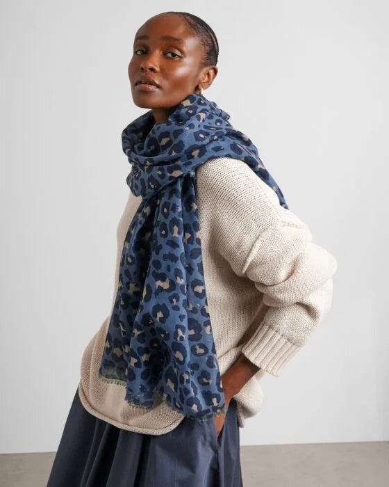 PRINTED SCARF LEOPARD NAVY / BLACK /
TAUPE