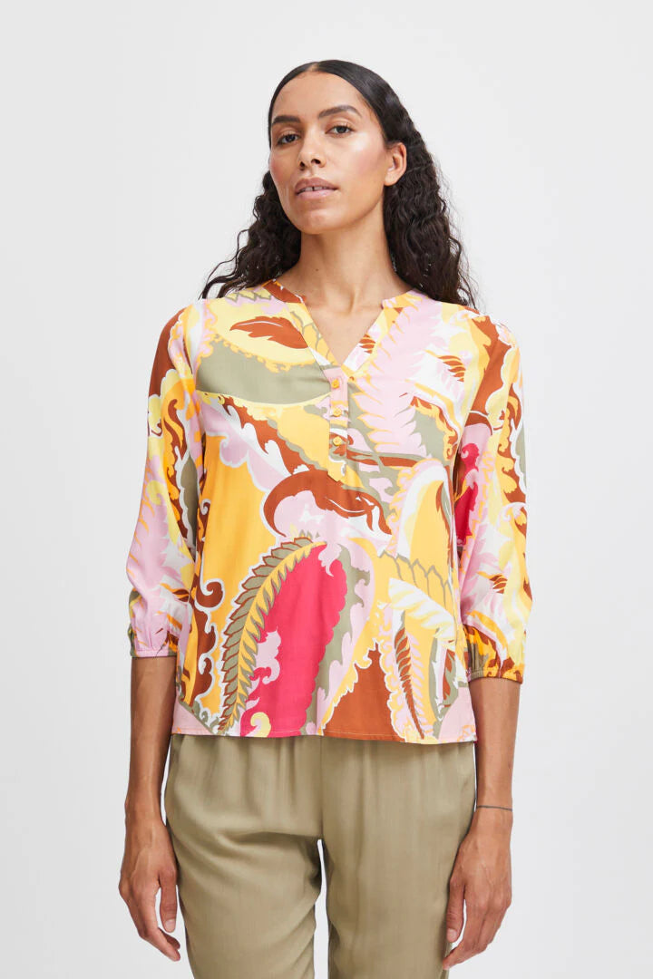 MMJOELLA VNECK BLOUSE YARROW PAISLEY