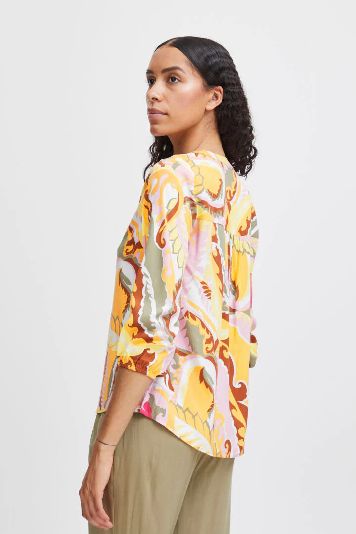 MMJOELLA VNECK BLOUSE YARROW PAISLEY