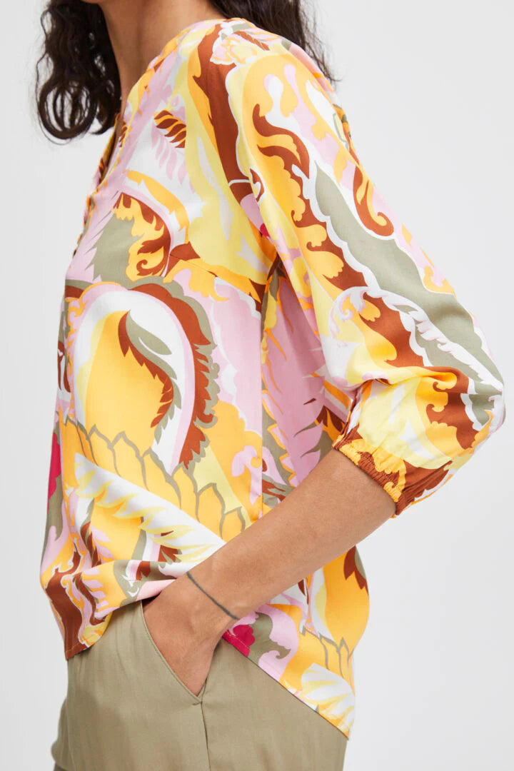 MMJOELLA VNECK BLOUSE YARROW PAISLEY