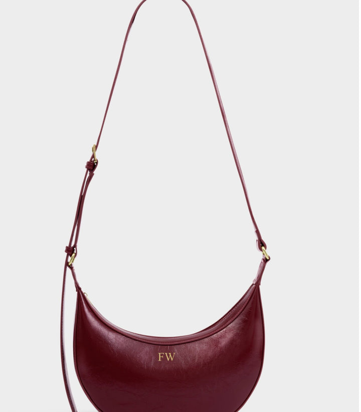 AMINA PATENT CRACKLE SLING BAG | CHERRY