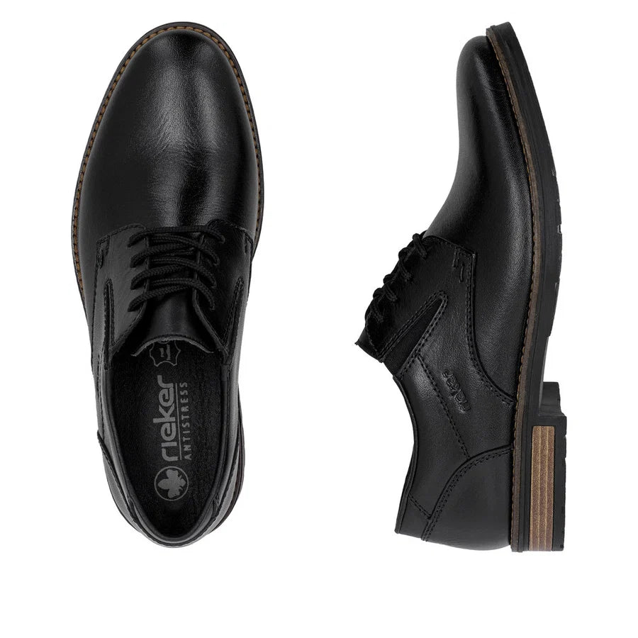 Rieker Men's Black Leather Lace-Up Shoes 14621-00