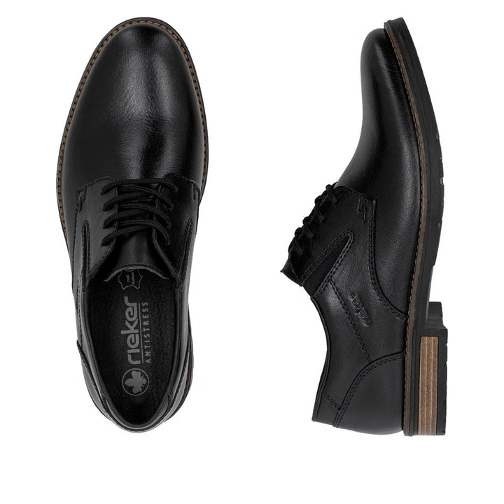 Rieker Men's Black Leather Lace-Up Shoes 14621-00