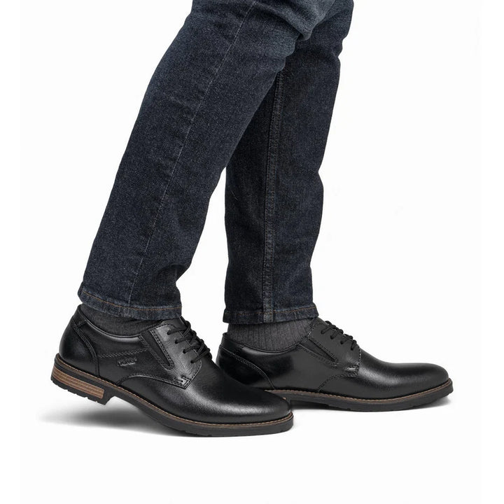Rieker Men's Black Leather Lace-Up Shoes 14621-00