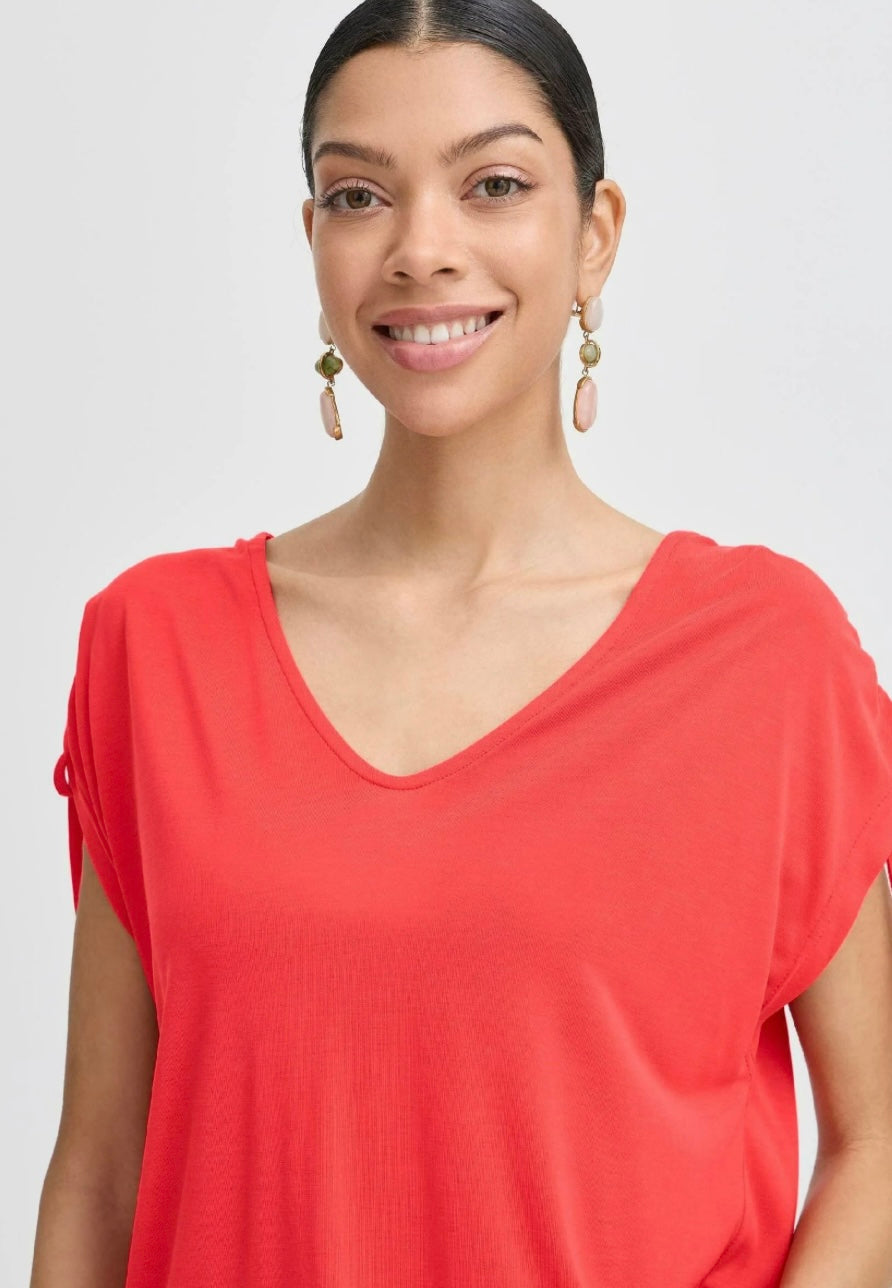 PERL STRAP T-SHIRT FLAME SCARLET