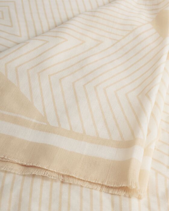 PRINTED GEOMETRIC LINES SCARF WHITE SOFT YELLOW