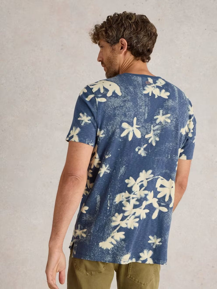 FLORAL PRINTED SS TEE NAVY PRINT