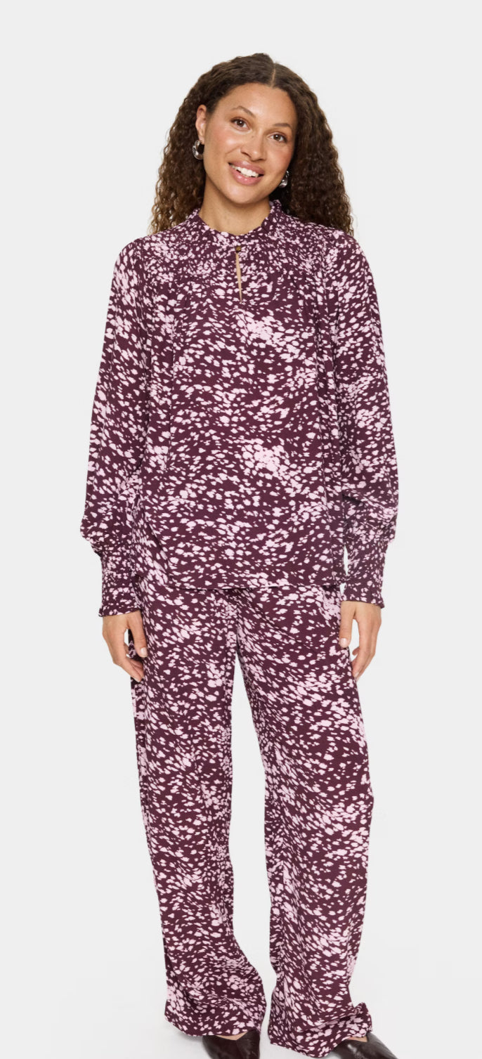 MALIKA SZ BLOUSE FUDGE SPOTTY ANIMAL