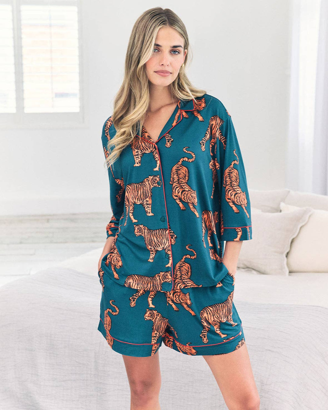 Tiger Print Short Pyjama Set: UK 6