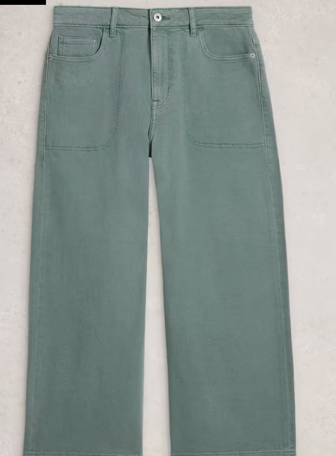 TIA WIDE LEG CROP JEAN MID BLUE