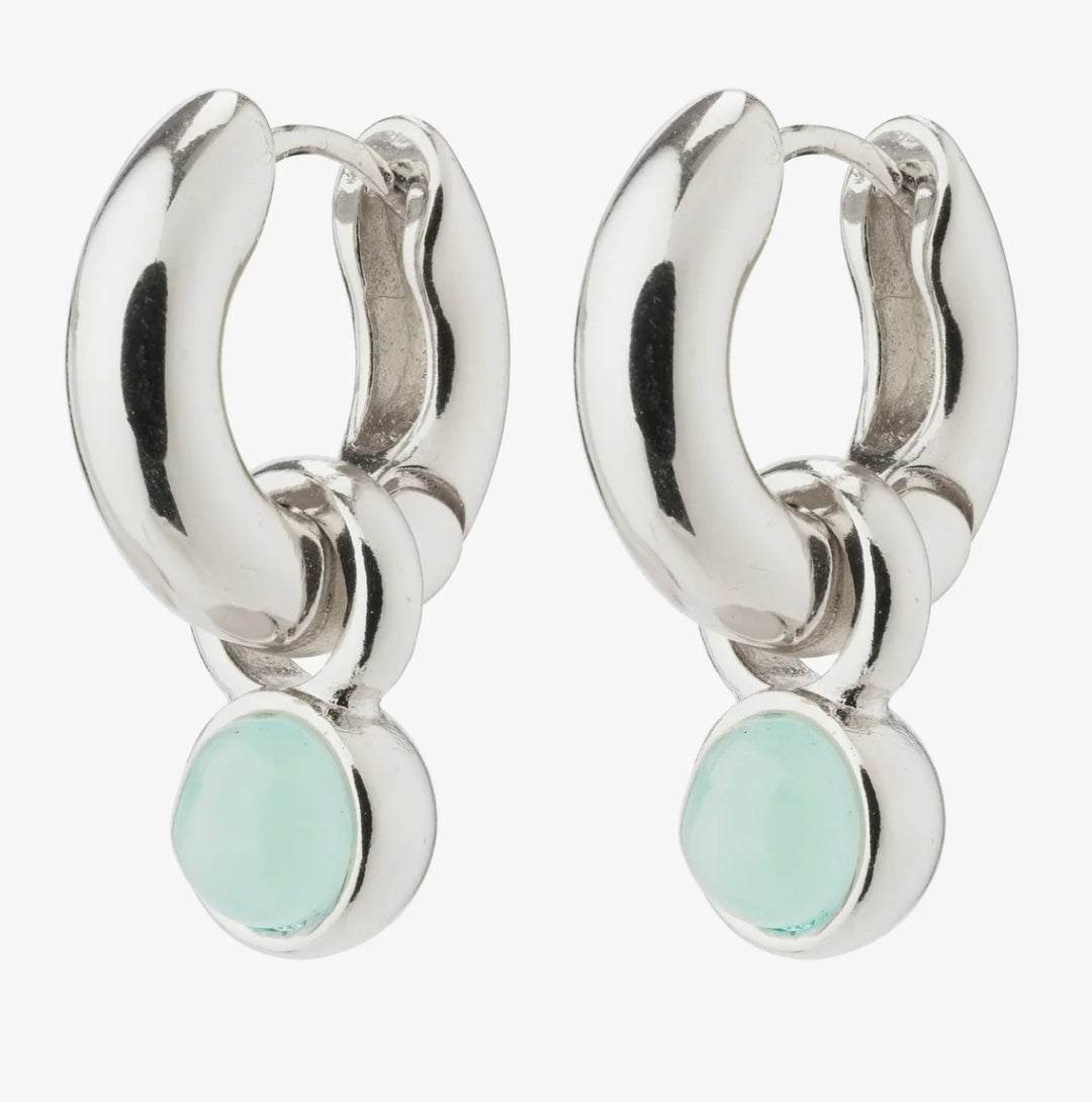 EVAH BLUE HOOP EARRINGS SILVER PLATED
