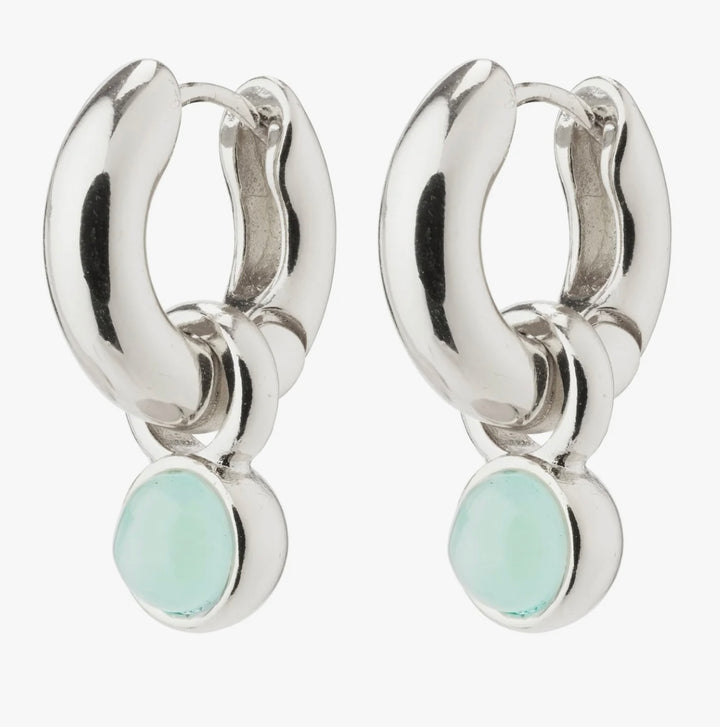 EVAH BLUE HOOP EARRINGS SILVER PLATED