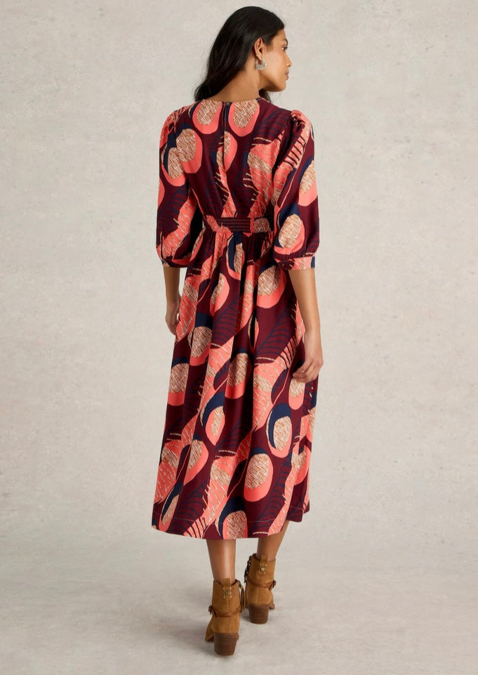 PLUM PRINT LUCY MIDI DRESS