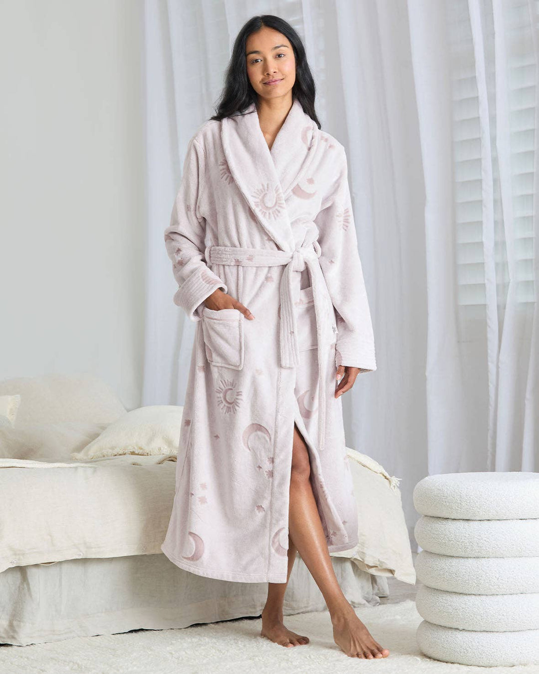 Fleece Burnout Cosmic Constellations Dressing Gown: UK 10