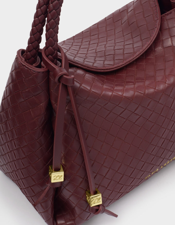 NOVA WOVEN TEXTURE TOP HANDLE BAG CHERRY