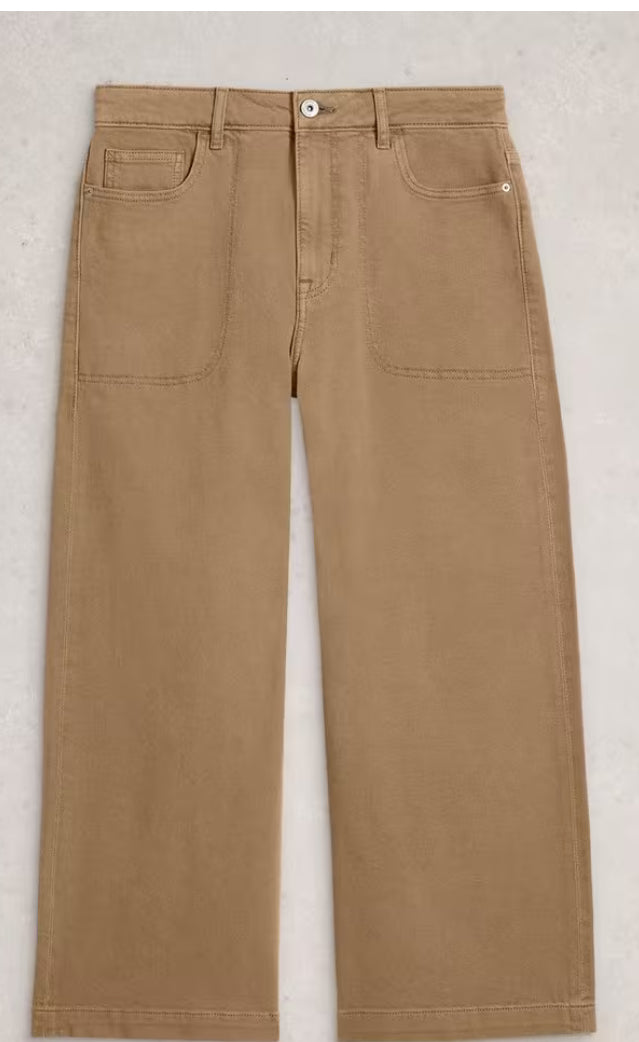 TIA WIDE LEG CROP JEAN MID TAN