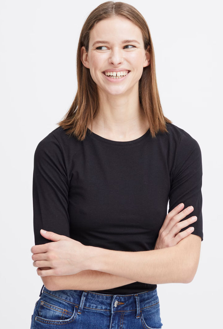 PAMILA HALF SL T-SHIRT BLACK