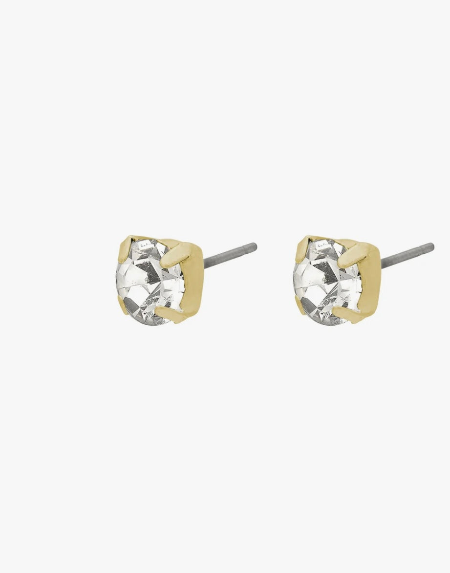 ORIGINAL 	CRYSTAL EARSTUDS GOLD PLATED