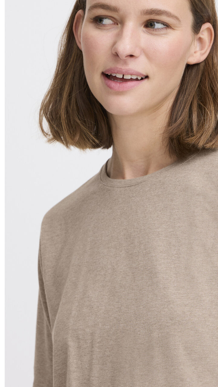 PAMILA HALF SL T-SHIRT WALNUT MELANGE