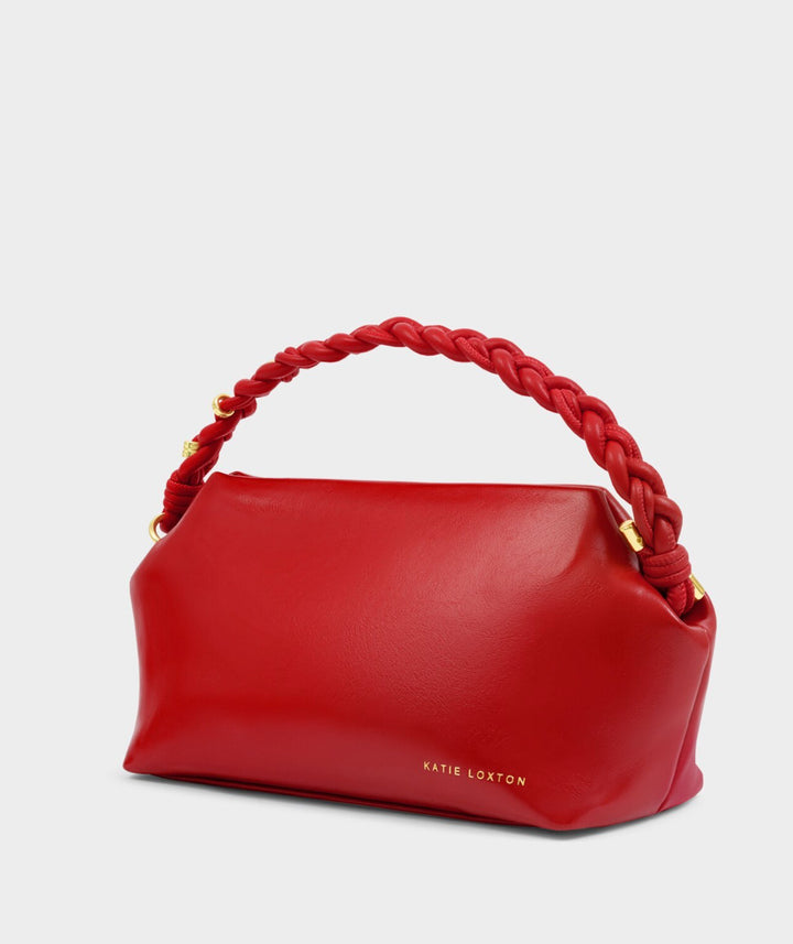 ARDEN BRAIDED TOP HANDLE BAG | RED