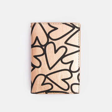 PASSPORT HOLDER ROSE GOLD HEARTS