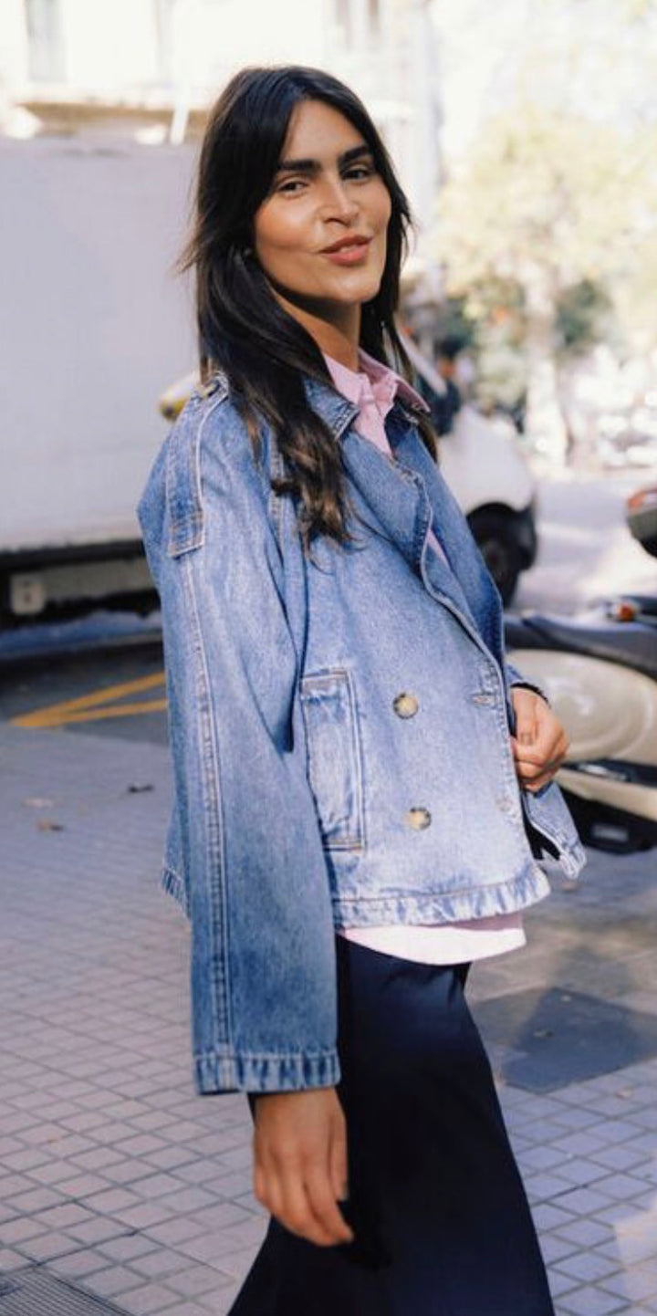 CITAN TRENCH COAT MID BLUE DENIM