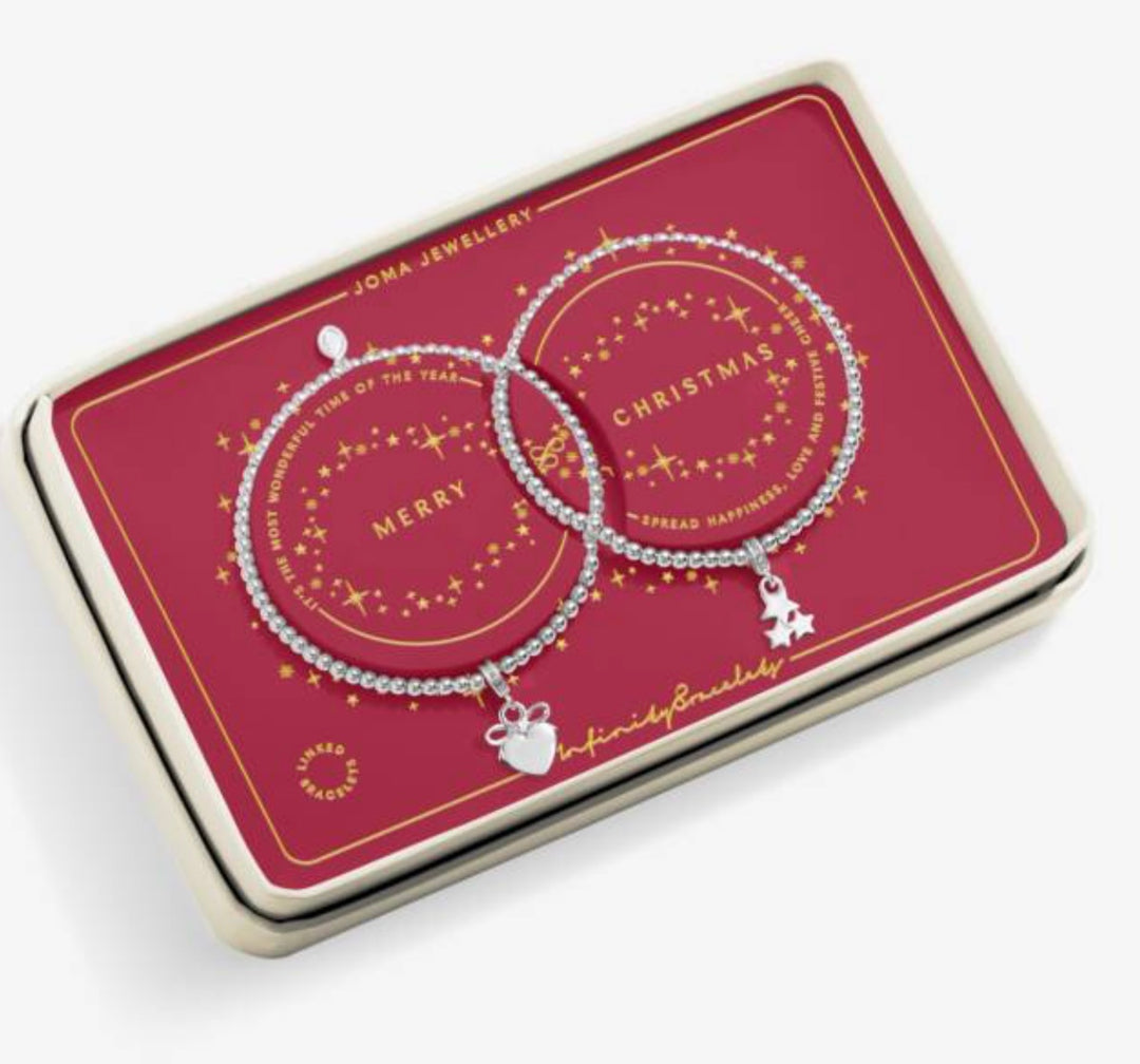 INFINITY BRACELETS MERRY CHRISTMAS SILVER PLATED