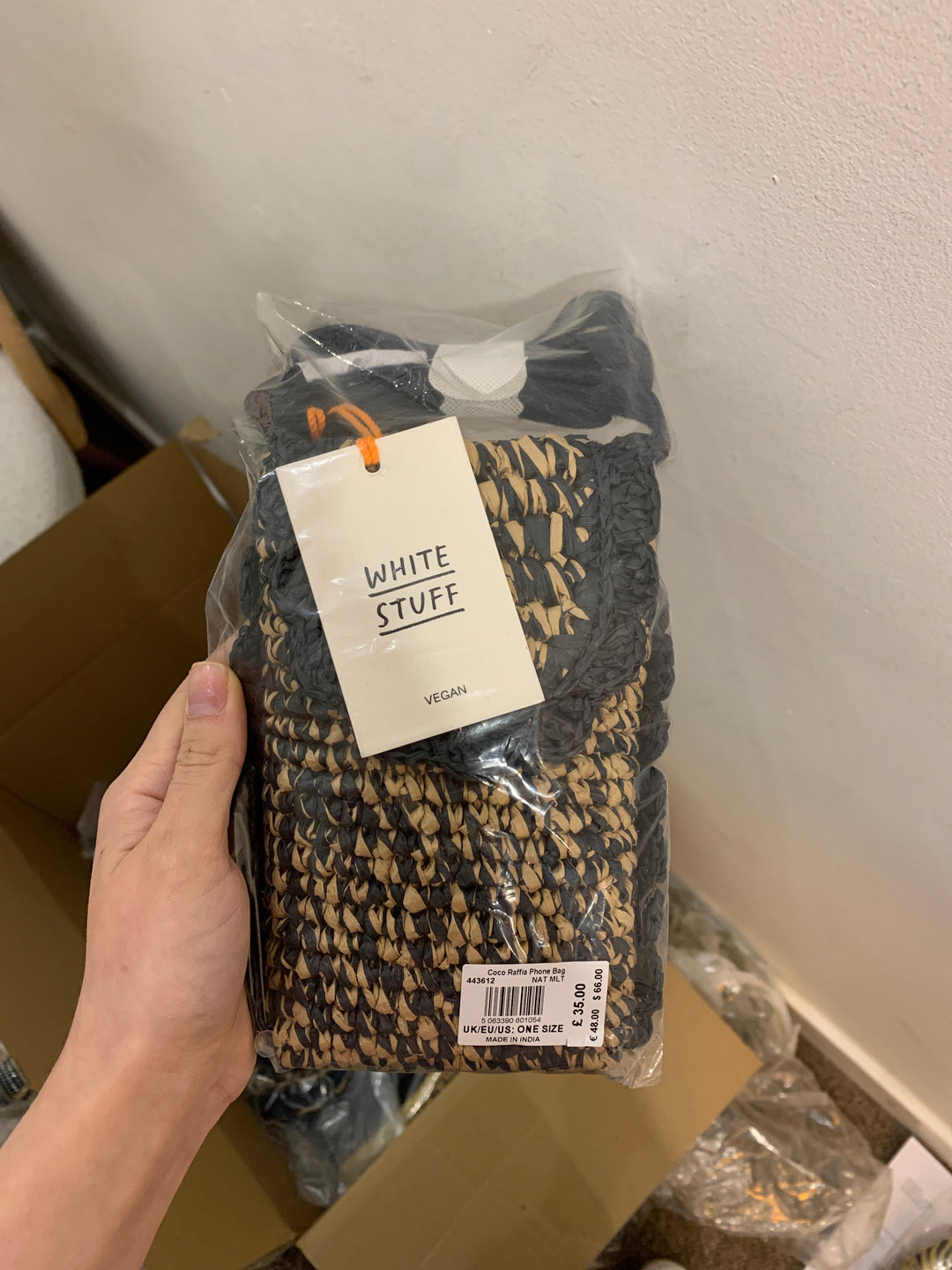 COCO RAFFIA PHONE BAG NAT MLT