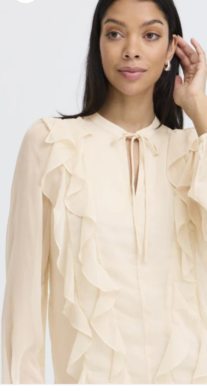 GIJO FRILL BLOUSE OATMEAL