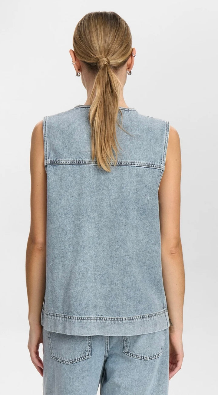 BROOKLYN VEST LIGHT BLUE BLEACH