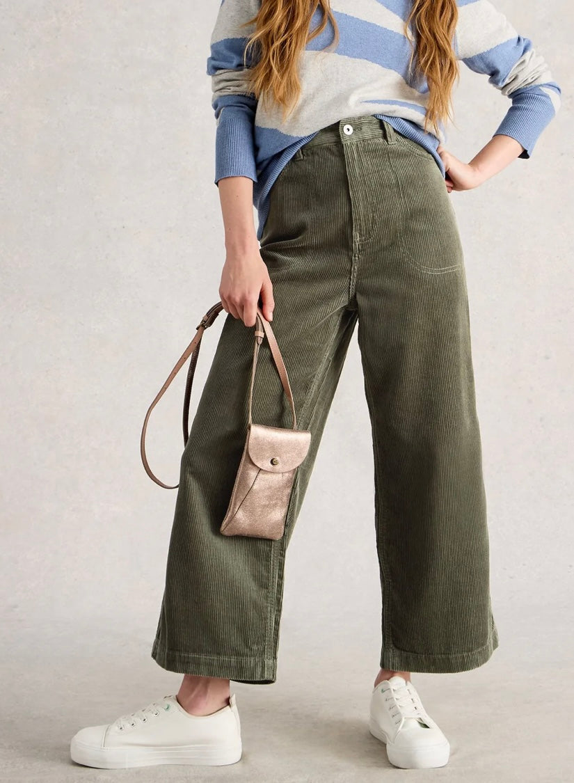 TIA CORD WIDE LEG CROP MID GREEN