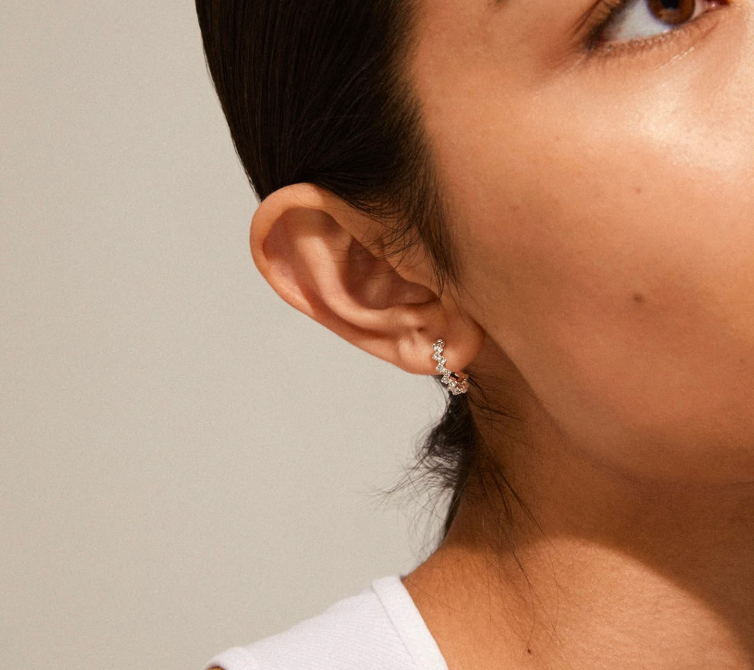 ESTER CRYSTAL HOOP EARRINGS SILVER PLATED