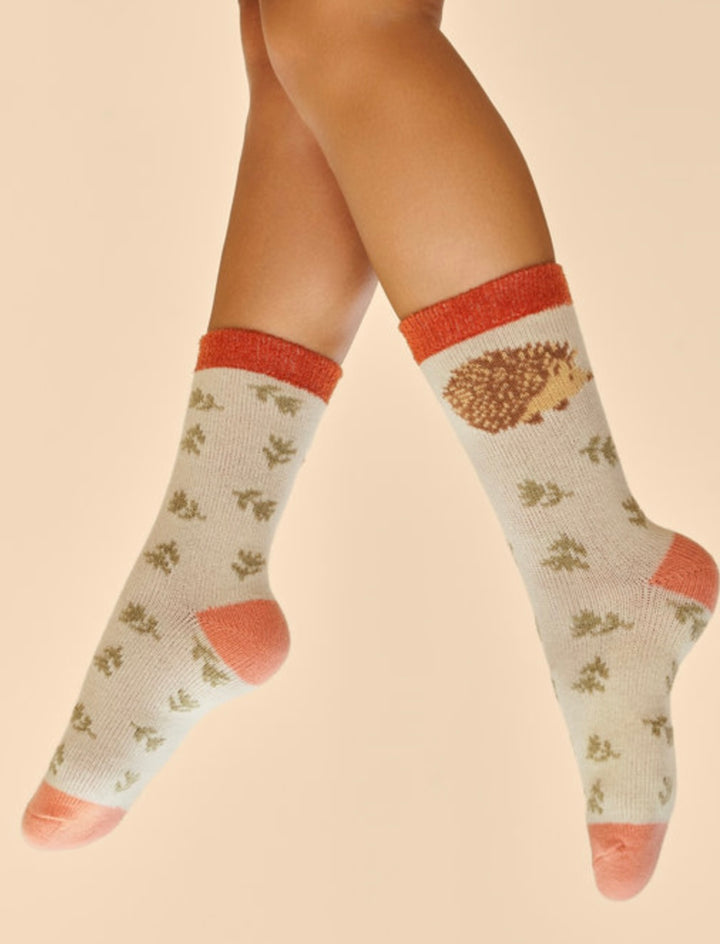 HAPPY HEDGEHOG CREAM COSY SOCKS