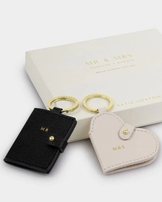 BOXED PHOTO KEYRING GIFT SET MR & MRS