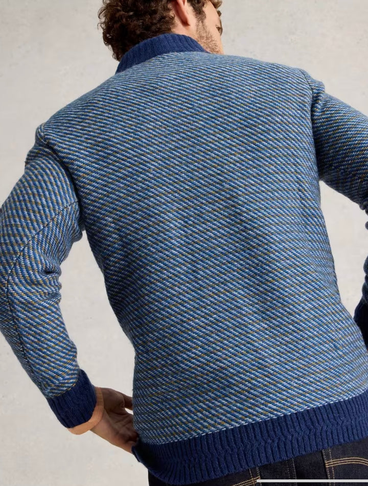 SELBY STRIPE FUNNEL NECK BLUE MLT