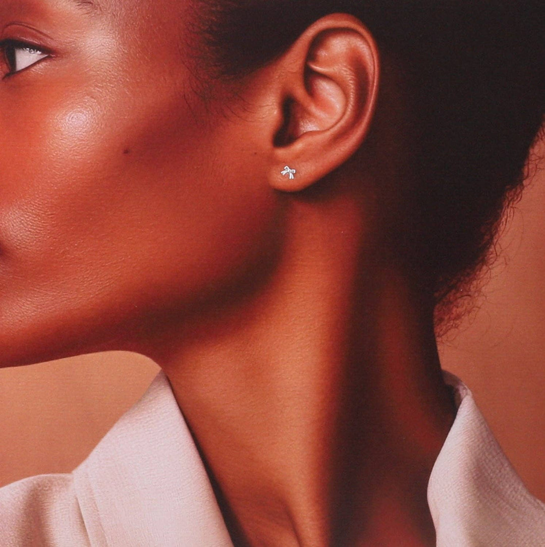 TT72008 KINFOLK Red Ballerina with Tiny bow earrings: Silver