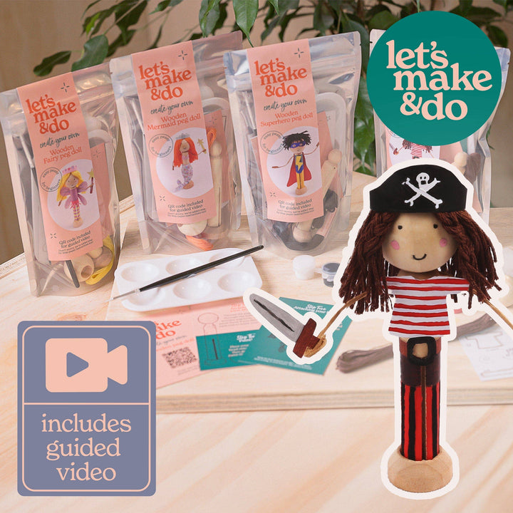 Create Your Own Pirate Wooden Peg Doll Kit