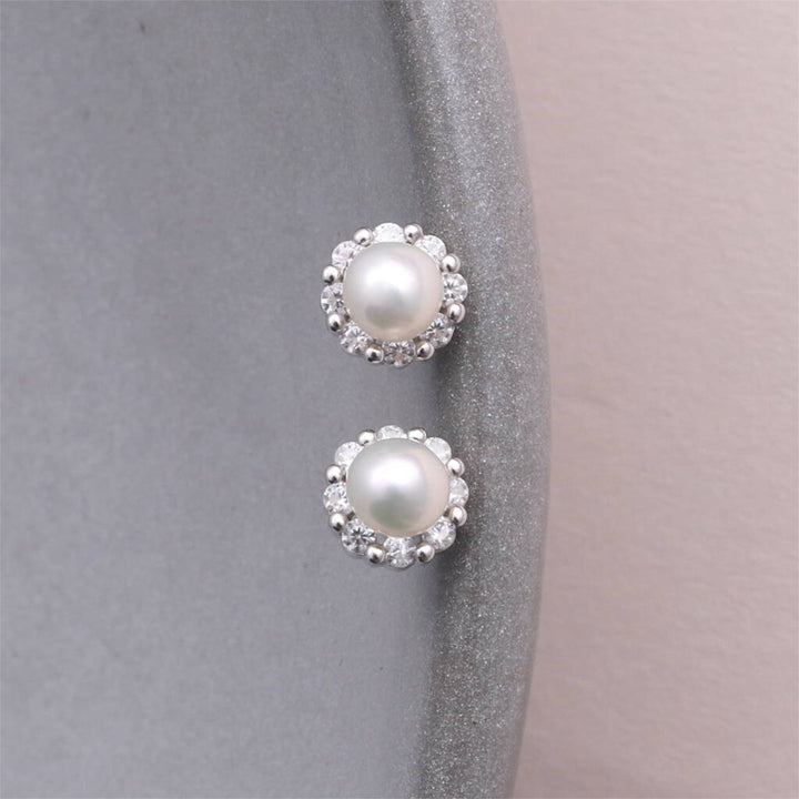 TT51160/161  FOR MY BEAUTIFUL FRIEND Crystal pearl earrings: Silver