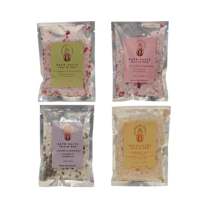 4pc Bath Salts Pouches Set - Palmarosa, Lavender, Lime, Rose