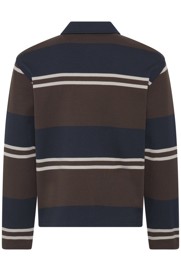 Men's Long Rugby Sweatshirt Brown & Navy