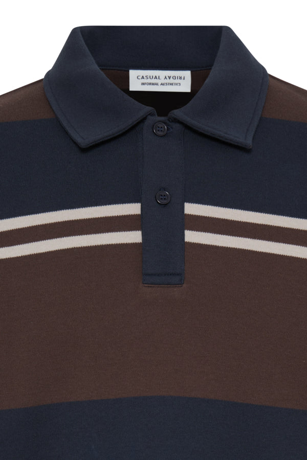 Men's Long Rugby Sweatshirt Brown & Navy