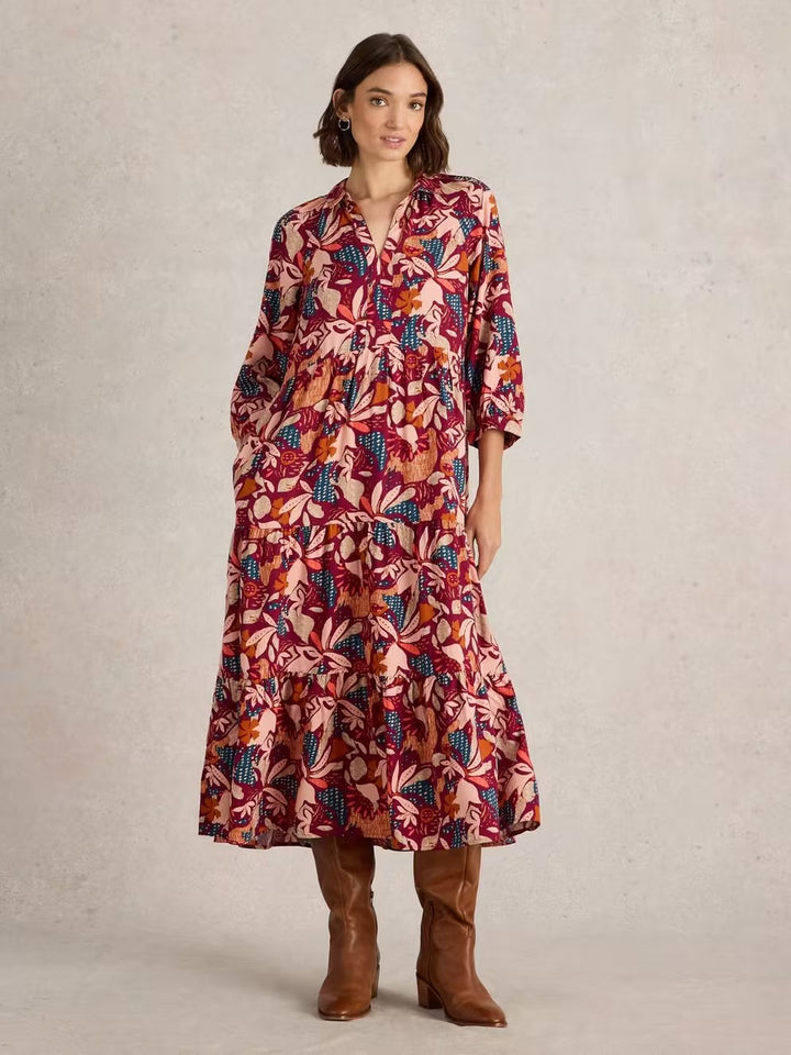 VIRGINIA TIERED SHIRT DRESS