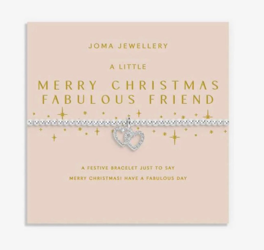 CHRISTMAS A LITTLE MERRY CHRISTMAS FABULOUS FRIEND SILVER PLATED BRACELET