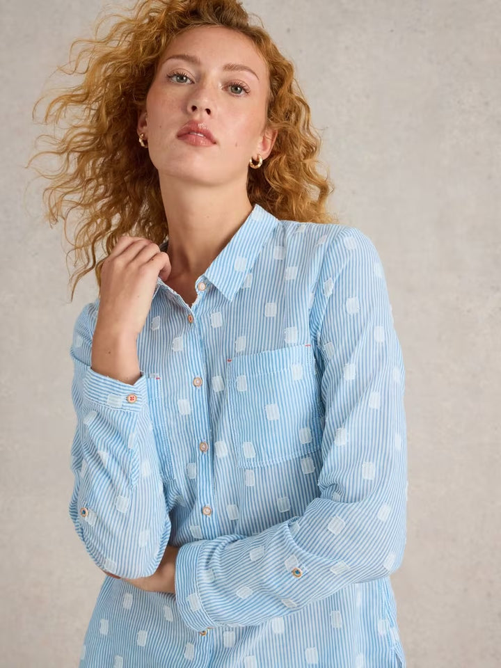 SOPHIE ORGANIC COTTON SHIRT BLUE MLT